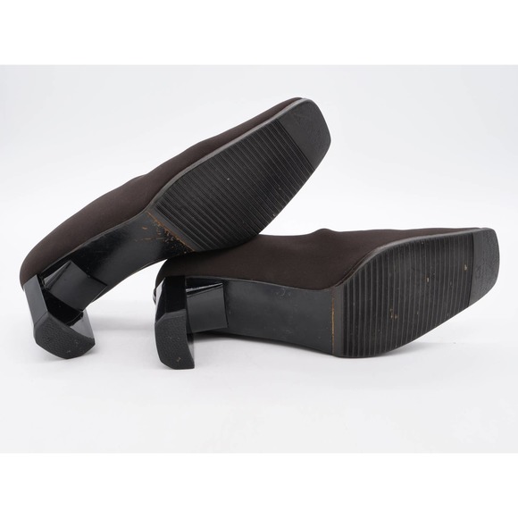 Stuart Weitzman Pumps Womens 7.5 Brown Fabric Square Toe Career Heels Slip On - Picture 14 of 14